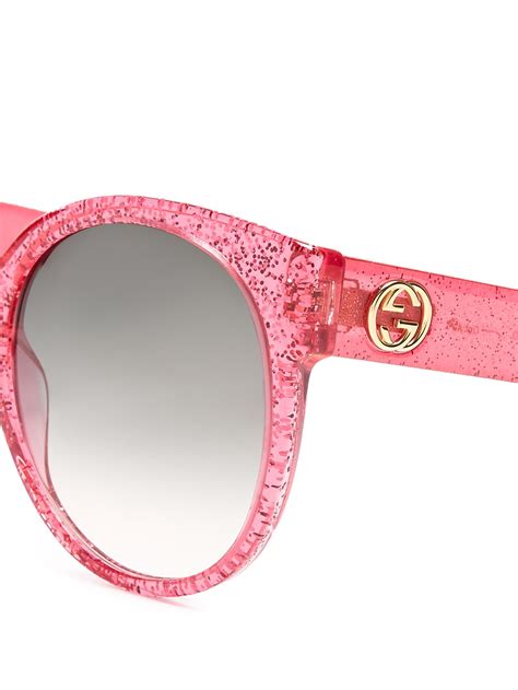 gucci frame with pink glitter temple|Rectangular frame sunglasses in pink .